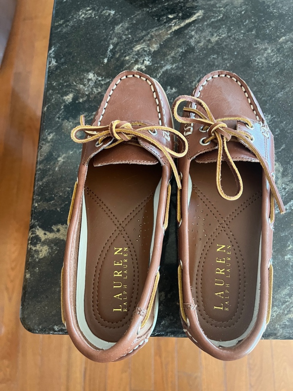 Lauren Ralph Lauren Tan Leather Moccasin Boat Shoes